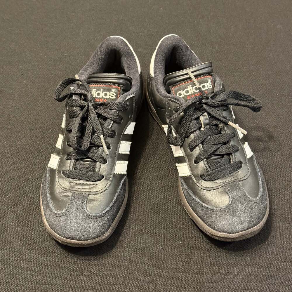 Adidas Youth Samba Classic Black Leather Shoes Sneakers sz 1 Youth